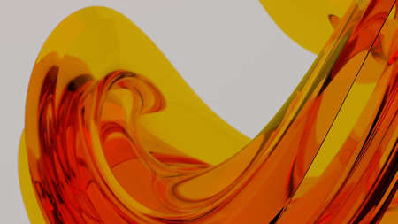 Abstract orange colorful background with distorted, curved geometry - 3d illustration (rendering)の写真素材