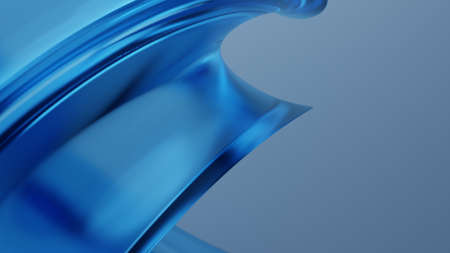 Abstract blue colorful background with distorted, curved geometry - 3d illustration (rendering)の写真素材