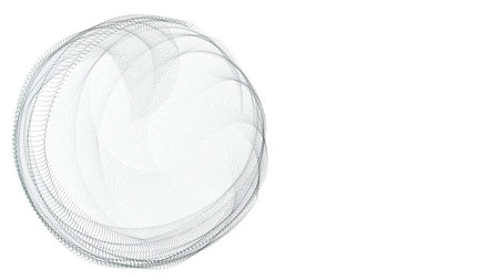 Abstract 3d illustration of an empty geometric object, wireframe dotted structure. Background for graphic design layout with negative space for copy. Black and whiteの写真素材