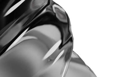 Abstract 3d illustration featuring a twisted geometric object made of glass, isolated on white Background for graphic design projects with negative space for copy. 3d renderingの写真素材
