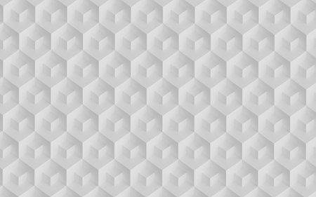 Abstract background layout design with reteating pattern of overlaying white cubes. 3d illustration (rendering). Isometric view.の写真素材