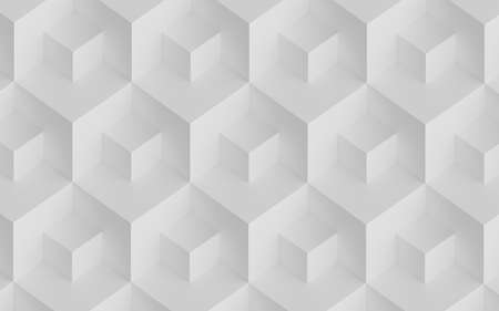 Abstract background layout design with reteating pattern of overlaying white cubes. 3d illustration (rendering). Isometric view.の写真素材
