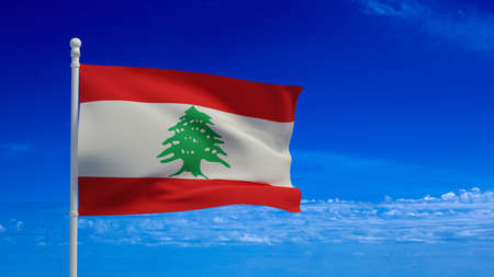 Republic of Lebanon / Lebanese Republic national flag, waving in the wind. 3d rendering, CGI illustrationの写真素材