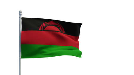 Republic of Malawi national flag, waving in the wind. 3d rendering, CGI illustrationの写真素材