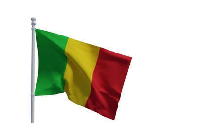 Republic of Mali national flag, waving in the wind. 3d rendering, CGI illustrationの写真素材