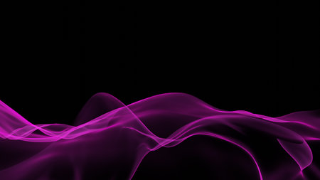 Abstract waves of transparent colorful energy over a black background - 3D illustration, renderingの写真素材