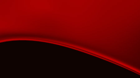 Illustration of a beautiful abstract red curved flowing geometrical shape isolated over a black background - 3D illustration, renderingの写真素材