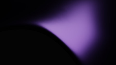Illustration of a beautiful abstract purple curved flowing geometrical shape isolated over a black background - 3D illustration, renderingの写真素材