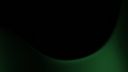 Illustration of a beautiful abstract dark green curved flowing geometrical shape isolated over a black background - 3D illustration, renderingの写真素材