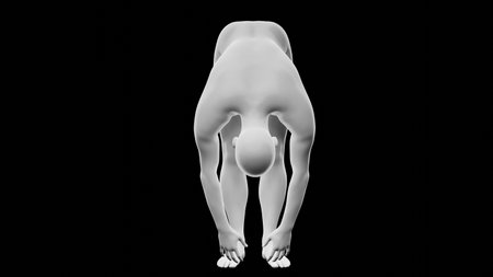 Beautiful athletic young woman posing isolated on black. Basic mesh, AI, robot. 3d illustration, rendering. Front viewの写真素材
