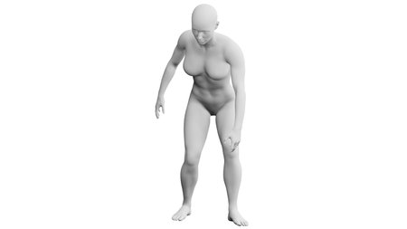 Beautiful athletic young woman posing isolated on black. Basic mesh, AI, robot. 3d illustration, rendering. Front viewの写真素材