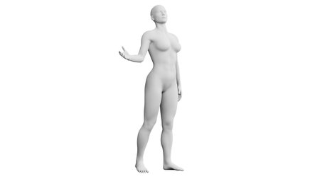 Beautiful athletic young woman posing isolated on black. Basic mesh, AI, robot. 3d illustration, rendering. Side viewの写真素材