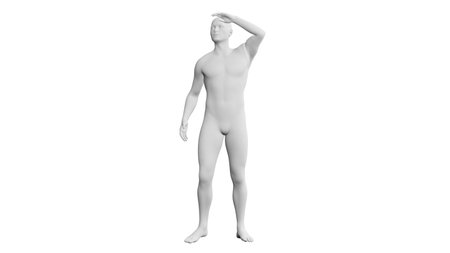 Beautiful athletic young man posing, isolated on white background. 3d illustration (rendering). Artificial intelligence, mannequin. Frontal viewの写真素材
