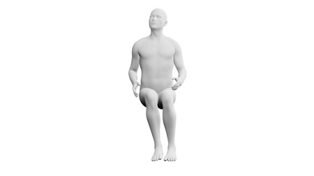 Beautiful athletic young man posing, isolated on white background. 3d illustration (rendering). Artificial intelligence, mannequin. Frontal viewの写真素材