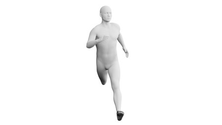 Beautiful athletic young man posing, isolated on white background. 3d illustration (rendering). Artificial intelligence, mannequin. Frontal viewの写真素材