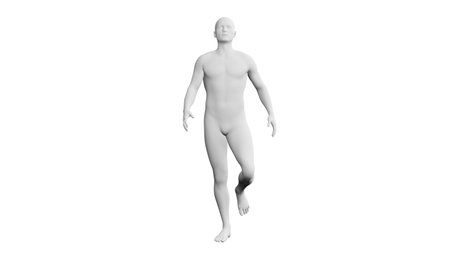 Beautiful athletic young man posing, isolated on white background. 3d illustration (rendering). Artificial intelligence, mannequin. Frontal viewの写真素材