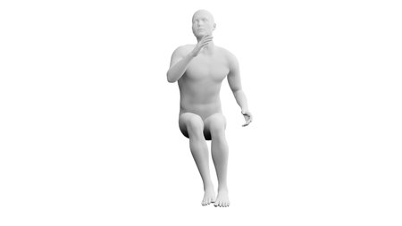 Beautiful athletic young man posing, isolated on white background. 3d illustration (rendering). Artificial intelligence, mannequin. Frontal viewの写真素材