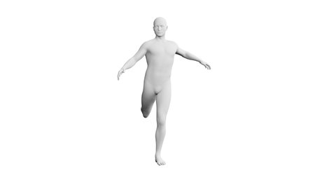 Beautiful athletic young man posing, isolated on white background. 3d illustration (rendering). Artificial intelligence, mannequin. Frontal viewの写真素材