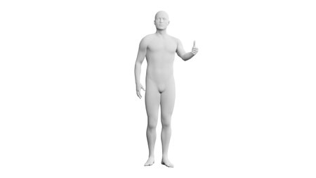 Beautiful athletic young man posing, isolated on white background. 3d illustration (rendering). Artificial intelligence, mannequin. Frontal viewの写真素材