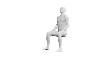Beautiful athletic young man posing, isolated on white background. 3d illustration (rendering). Artificial intelligence, mannequin. Side viewの写真素材