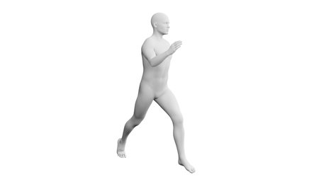 Beautiful athletic young man posing, isolated on white background. 3d illustration (rendering). Artificial intelligence, mannequin. Frontal viewの写真素材