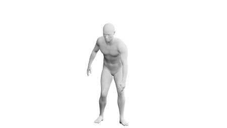 Beautiful athletic young man posing, isolated on white background. 3d illustration (rendering). Artificial intelligence, mannequin. Frontal viewの写真素材