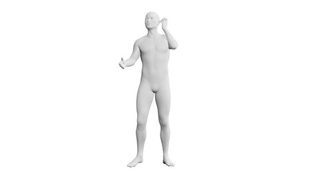 Beautiful athletic young man posing, isolated on white background. 3d illustration (rendering). Artificial intelligence, mannequin. Frontal viewの写真素材