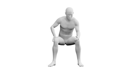 Beautiful athletic young man posing, isolated on white background. 3d illustration (rendering). Artificial intelligence, mannequin. Frontal viewの写真素材