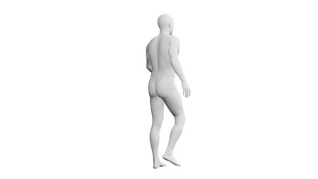 Beautiful athletic young man posing, isolated on white background. 3d illustration (rendering). Artificial intelligence, mannequin. Back viewの写真素材