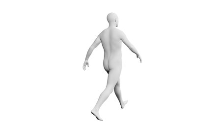Beautiful athletic young man posing, isolated on white background. 3d illustration (rendering). Artificial intelligence, mannequin. Back viewの写真素材