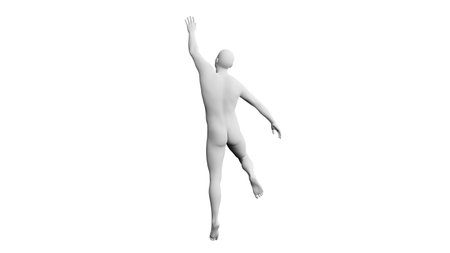 Beautiful athletic young man posing, isolated on white background. 3d illustration (rendering). Artificial intelligence, mannequin. Back viewの写真素材