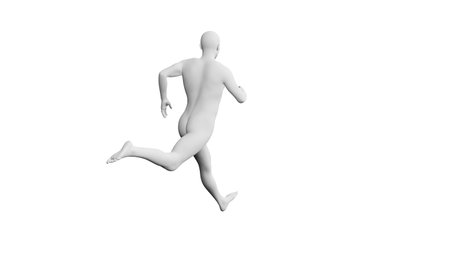 Beautiful athletic young man posing, isolated on white background. 3d illustration (rendering). Artificial intelligence, mannequin. Back viewの写真素材