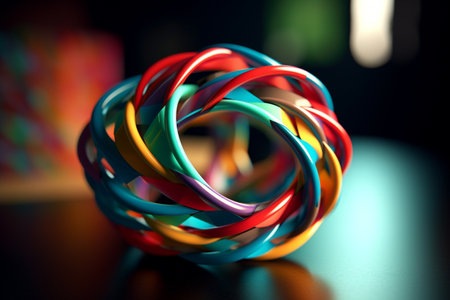 Abstract colorful twisted geometry. Illustration created with Generative AIの素材