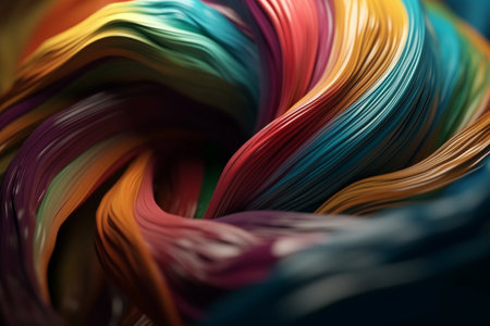 Abstract composition background - Illustration of a spiraling and twisting colorful shape. Generative AI illustrationの素材