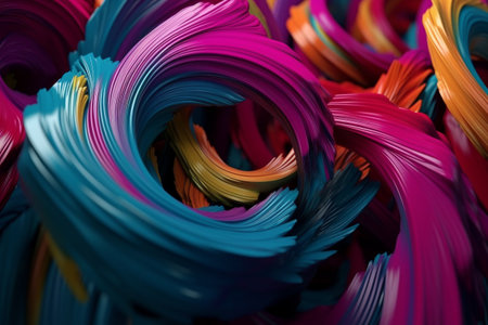 Abstract composition background - Illustration of a spiraling and twisting colorful shape. Generative AI illustrationの素材