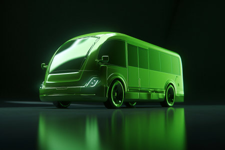 Green car, electric and sustainable transportation conceptual illustration. Created using generative AIの素材