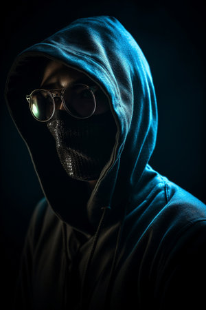 Portrait of a hacker. Conceptual illustration. Creeated with generative AIの素材