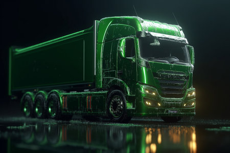 Green car, electric and sustainable transportation conceptual illustration. Created using generative AIの素材