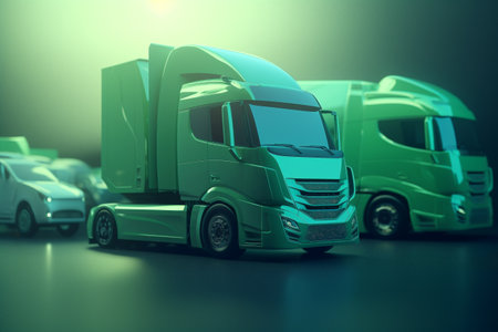 Green car, electric and sustainable transportation conceptual illustration. Created using generative AIの素材