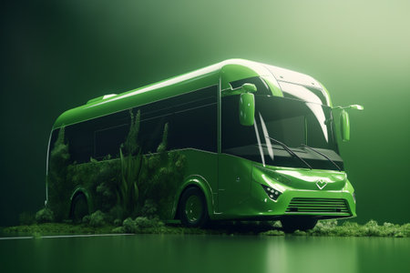 Green car, electric and sustainable transportation conceptual illustration. Created using generative AIの素材