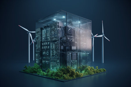 Clean and sustainable energy, conceptual illustration created using generative AIの素材