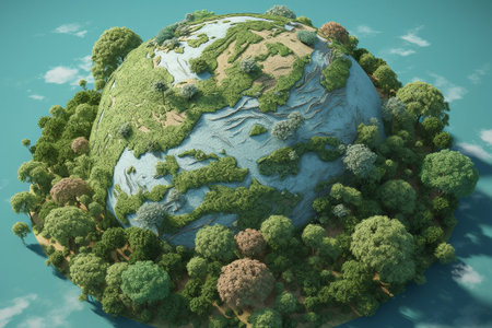 Earth Day. Conceptual illustration. Sustainable, eco, green, planet friendly Created using Generative AIの素材