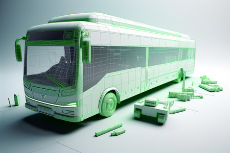 Green car, electric and sustainable transportation conceptual illustration. Created using generative AIの素材