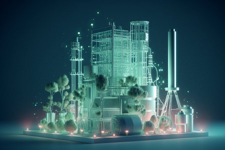 Clean and sustainable energy, conceptual illustration created using generative AIの素材