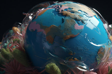 Earth Day. Conceptual illustration. Sustainable, eco, green, planet friendly Created using Generative AIの素材