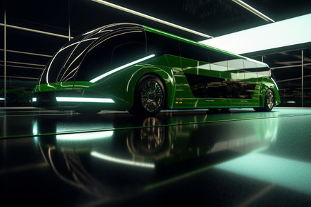Green car, electric and sustainable transportation conceptual illustration. Created using generative AIの素材