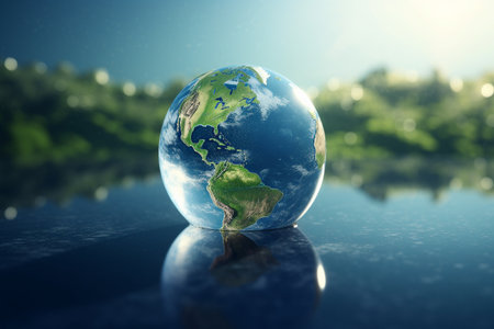 Earth Day. Conceptual illustration. Sustainable, eco, green, planet friendly Created using Generative AIの素材
