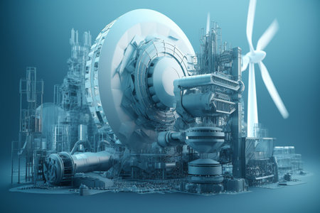 Clean and sustainable energy, conceptual illustration created using generative AIの素材