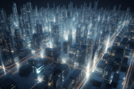 Smart city conceptual design. Created using generative AIの素材
