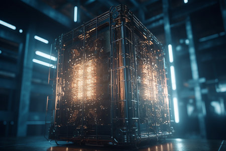 Quantum computer, qubits changing state, achieving quantum supremacy. Conceptual illustration. Generative AIの素材